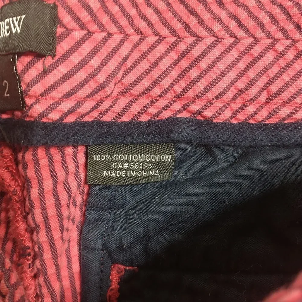 J. Crew Woman's Shorts Size 2 Red/Black Striped Cotton . Condition is Pre-owned.